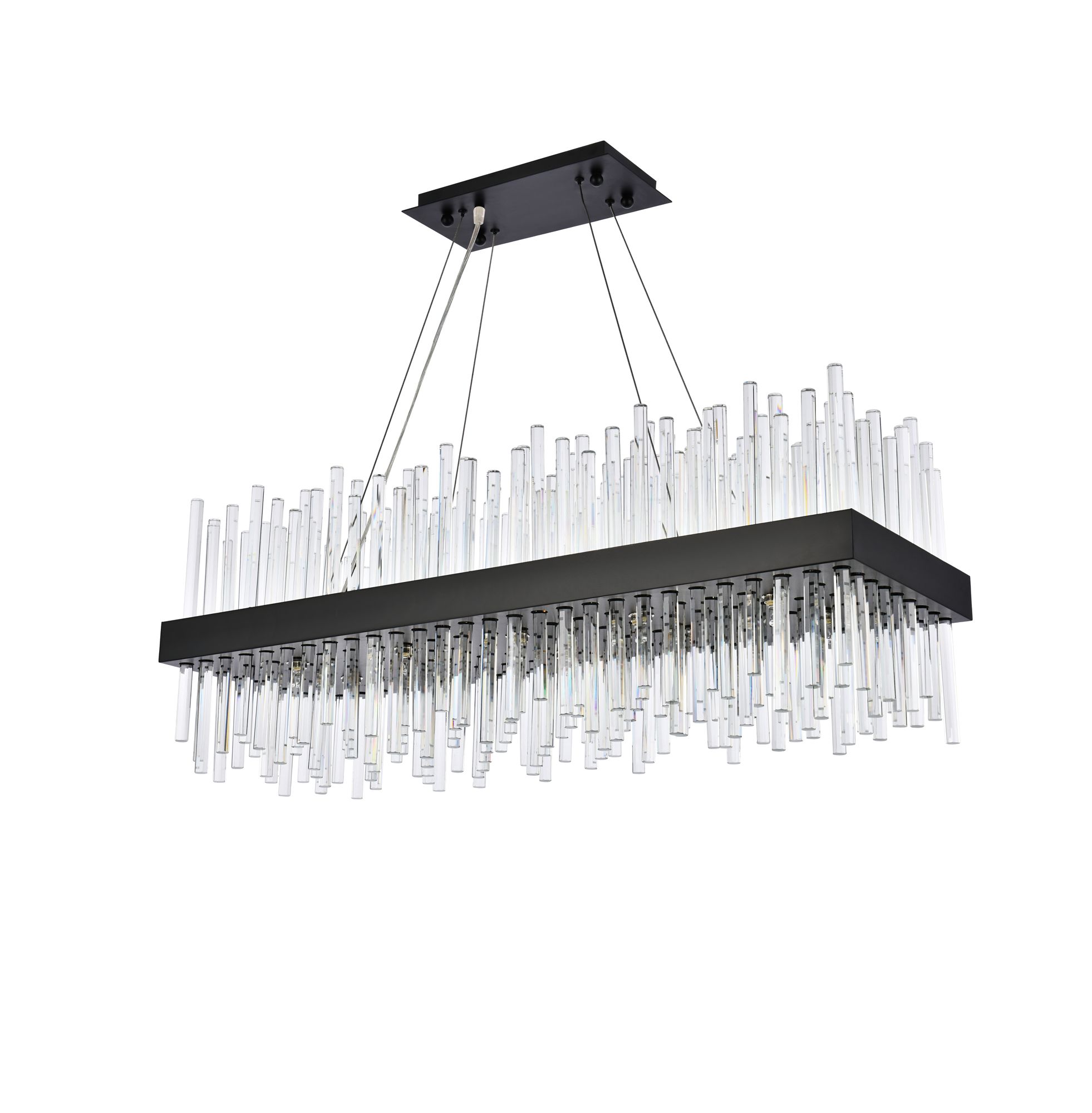 Dallas 36" Wide Black Crystal 20-Light Linear Chandelier in scene