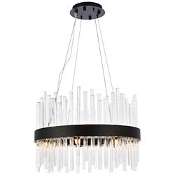 Dallas 20" Round Crystal Pendant In Black