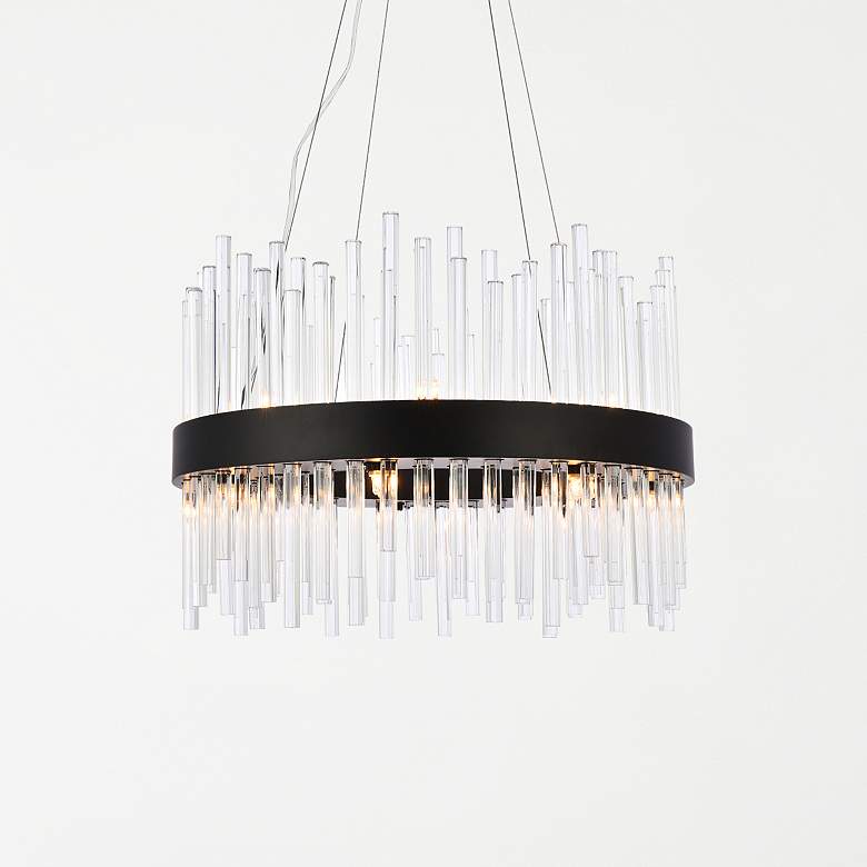 Image 1 Dallas 20" Round Crystal Pendant In Black