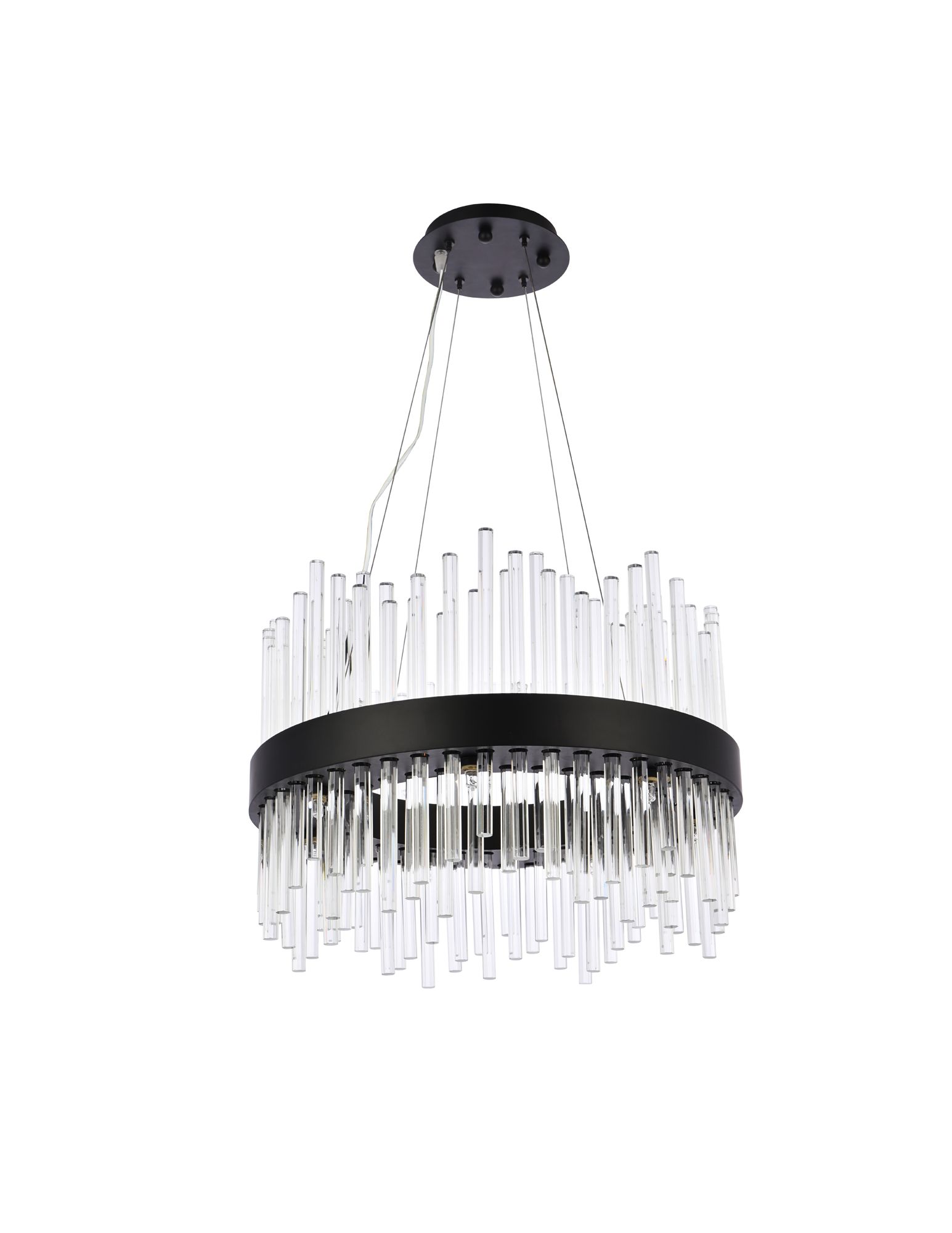 Dallas 20" Round Crystal Pendant In Black