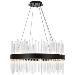 Dallas 25" Round Crystal Pendant In Black