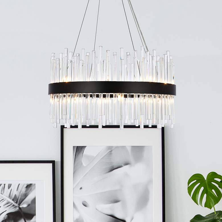 Image 1 Dallas 25" Round Crystal Pendant In Black