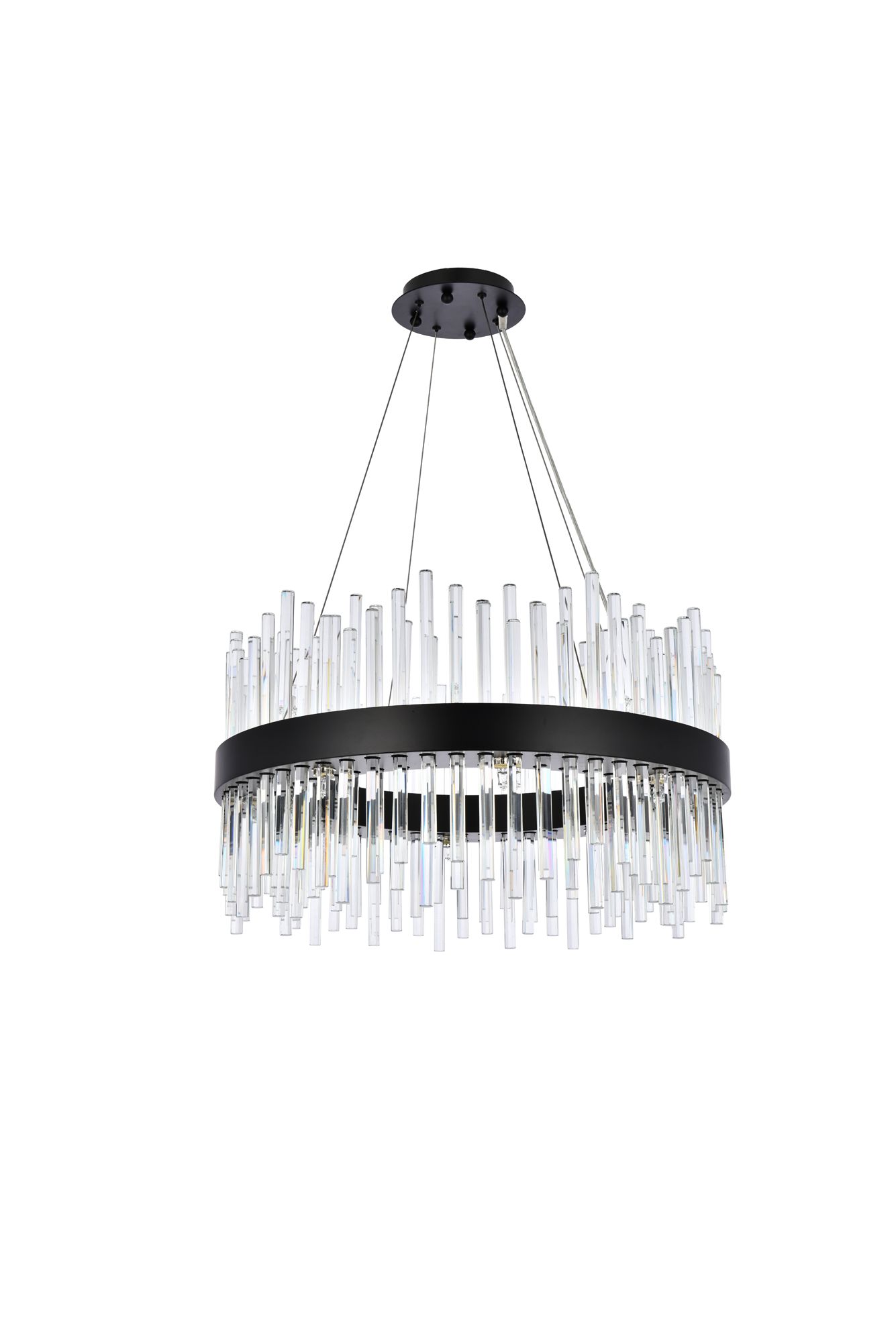 Dallas 25" Round Crystal Pendant In Black