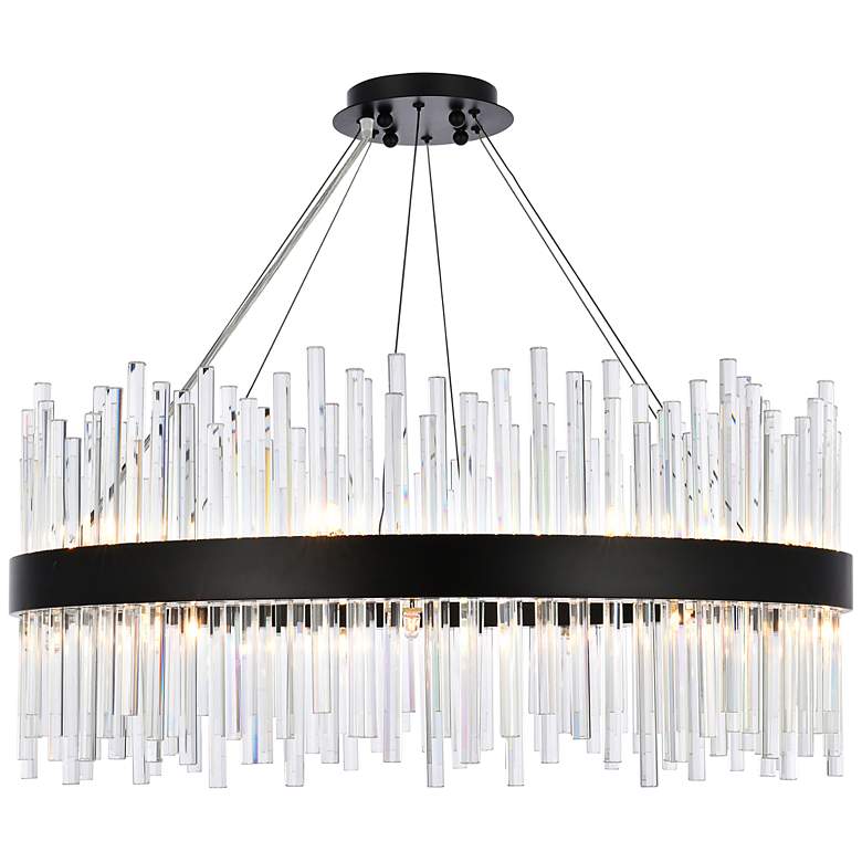 Image 3 Dallas 32" Wide Black Crystals 18-Light Round Pendant