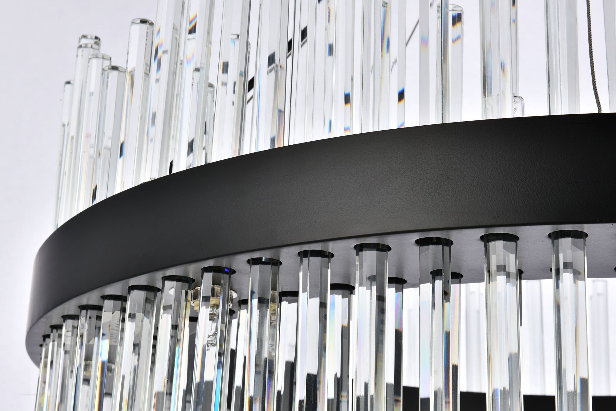 Dallas 32" Wide Black Crystals 18-Light Round Pendant in scene