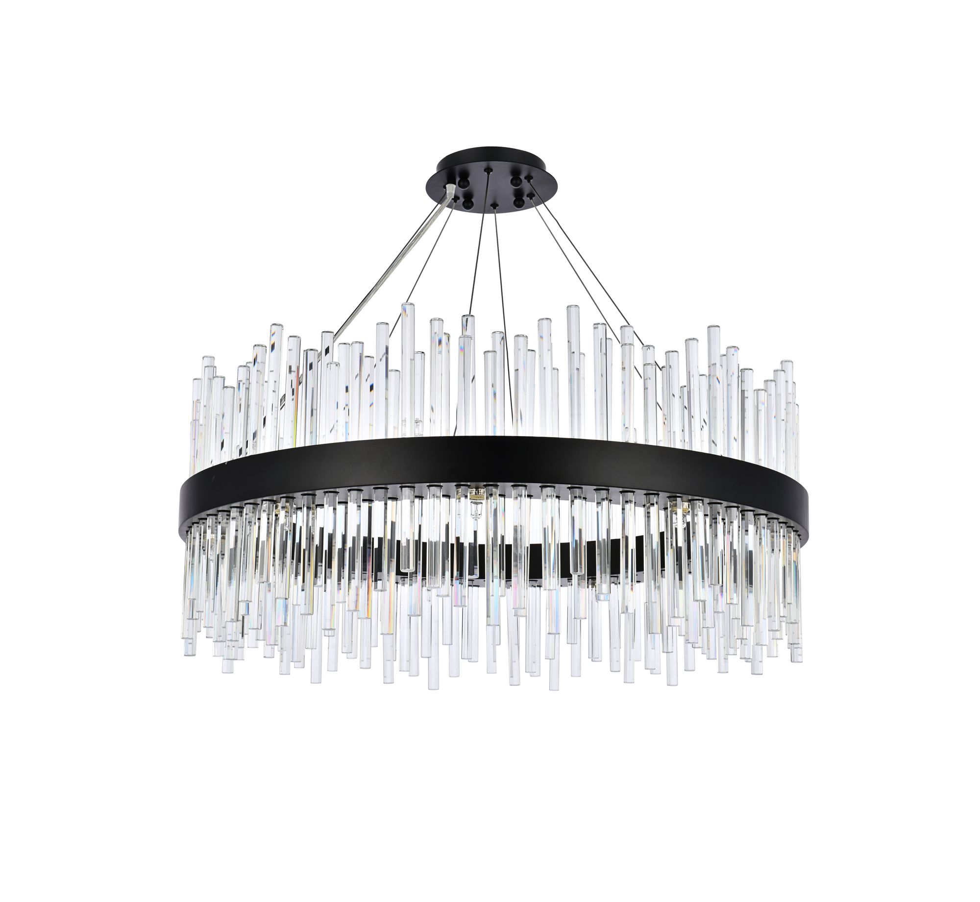 Dallas 32" Wide Black Crystals 18-Light Round Pendant in scene