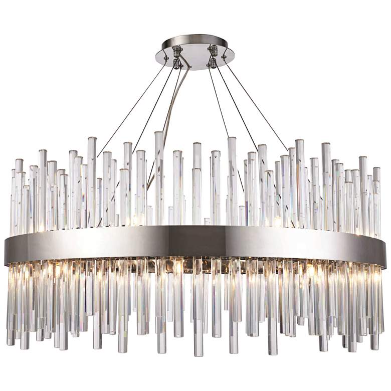 Image 2 Dallas 32 inch Wide Chrome and Crystal Modern Chandelier