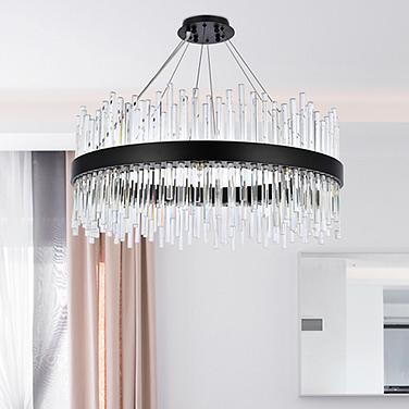 Dallas 32" Wide Black Crystals 18-Light Round Pendant