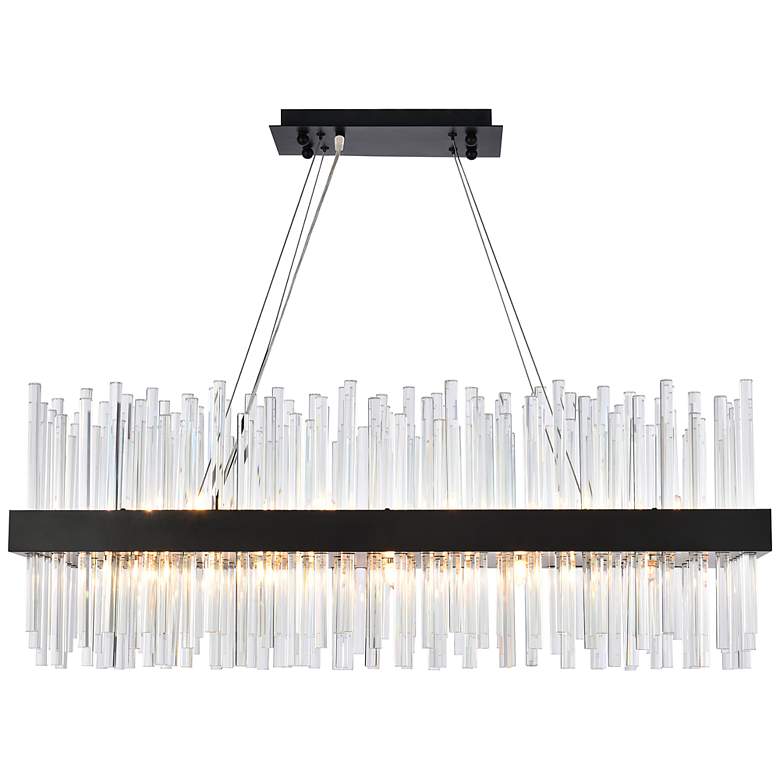 Image 3 Dallas 36 inch Rectangle Crystal Chandelier In Black