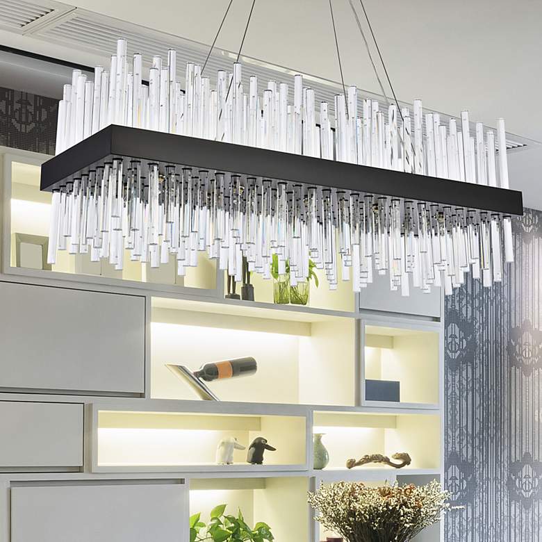 Image 2 Dallas 36 inch Rectangle Crystal Chandelier In Black