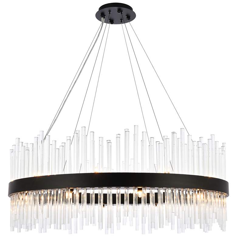 Image 1 Dallas 36" Round Crystal Pendant In Black