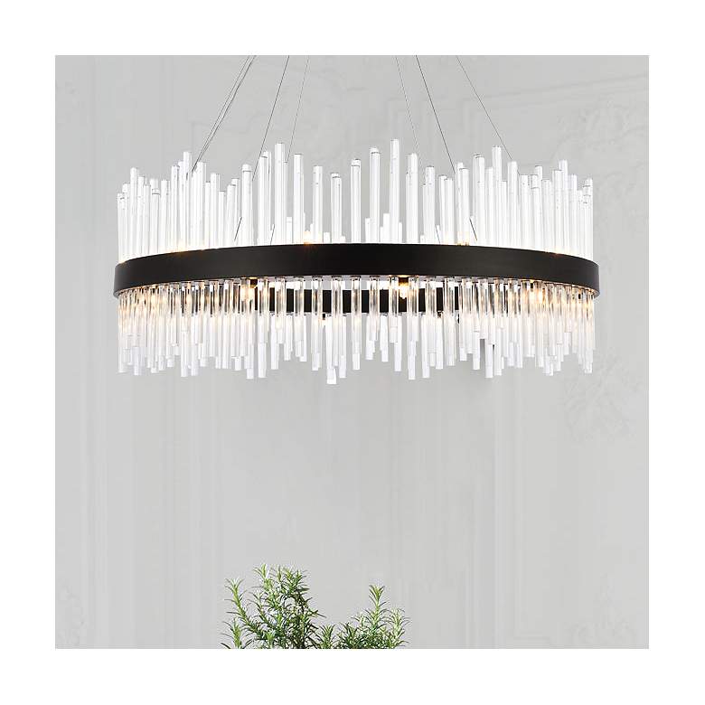 Image 1 Dallas 36" Round Crystal Pendant In Black