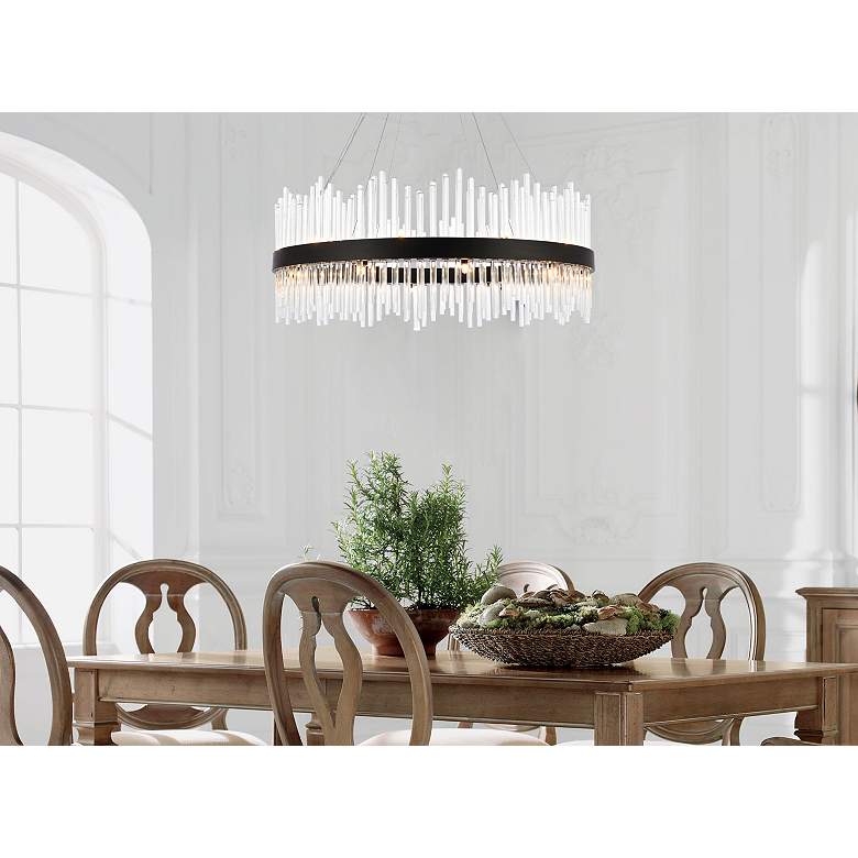 Image 3 Dallas 36" Wide Black Round Pendant Light more views