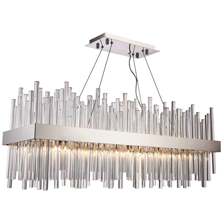 Image 2 Dallas 36"W Chrome Crystal Kitchen Island Light Chandelier