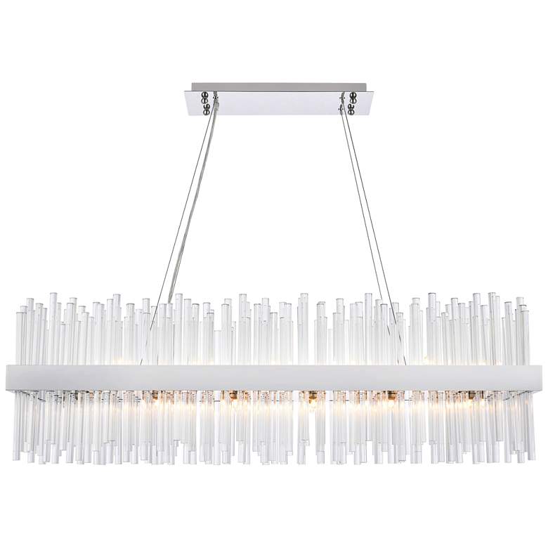 Image 3 Dallas 42" Wide Chrome Crystal 24-Light Rectangular Pendant