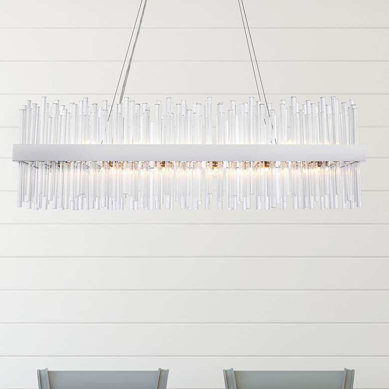 Image 2 Dallas 42" Wide Chrome Crystal 24-Light Rectangular Pendant