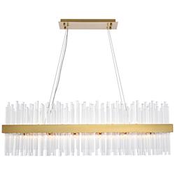 Dallas 42"W Satin Gold Crystal Rectangular 24-Light Pendant