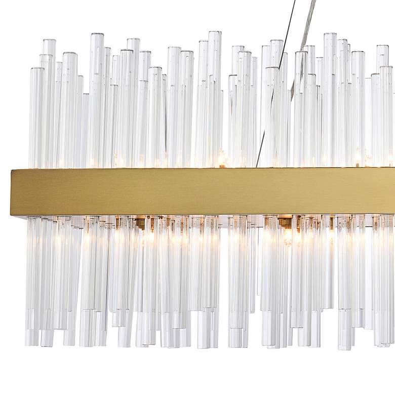 Image 3 Dallas 42"W Satin Gold Crystal Rectangular 24-Light Pendant more views