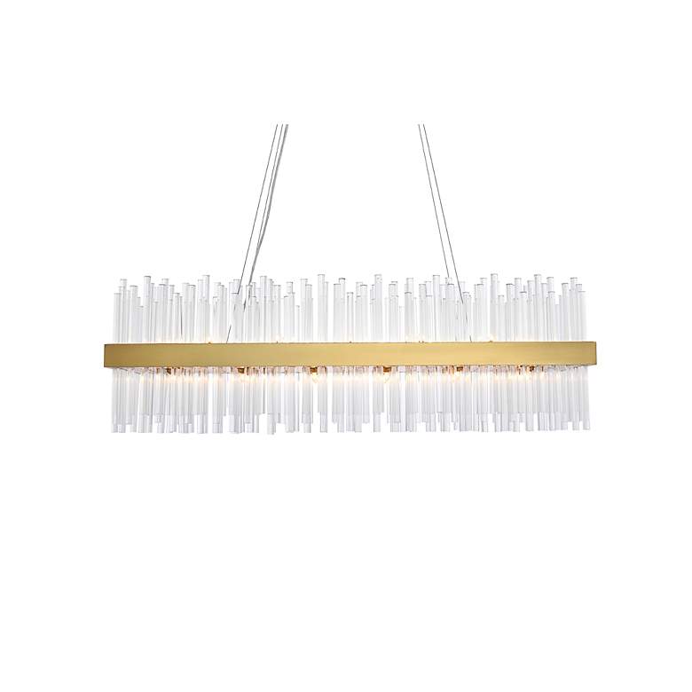 Image 7 Dallas 42"W Satin Gold Crystal Rectangular 24-Light Pendant more views