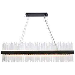 Dallas 48" Rectangle Crystal Pendant In Black