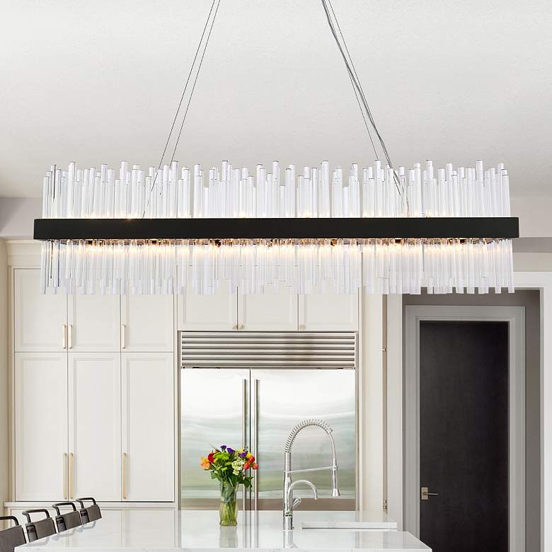 Image 1 Dallas 48" Rectangle Crystal Pendant In Black