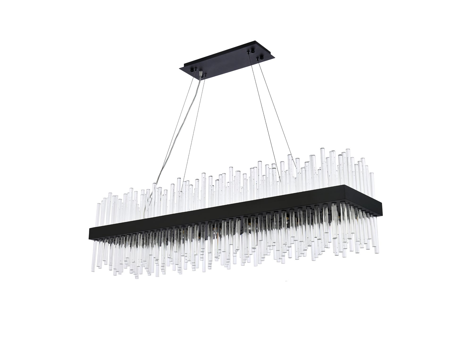 Dallas 48" Rectangle Crystal Pendant In Black
