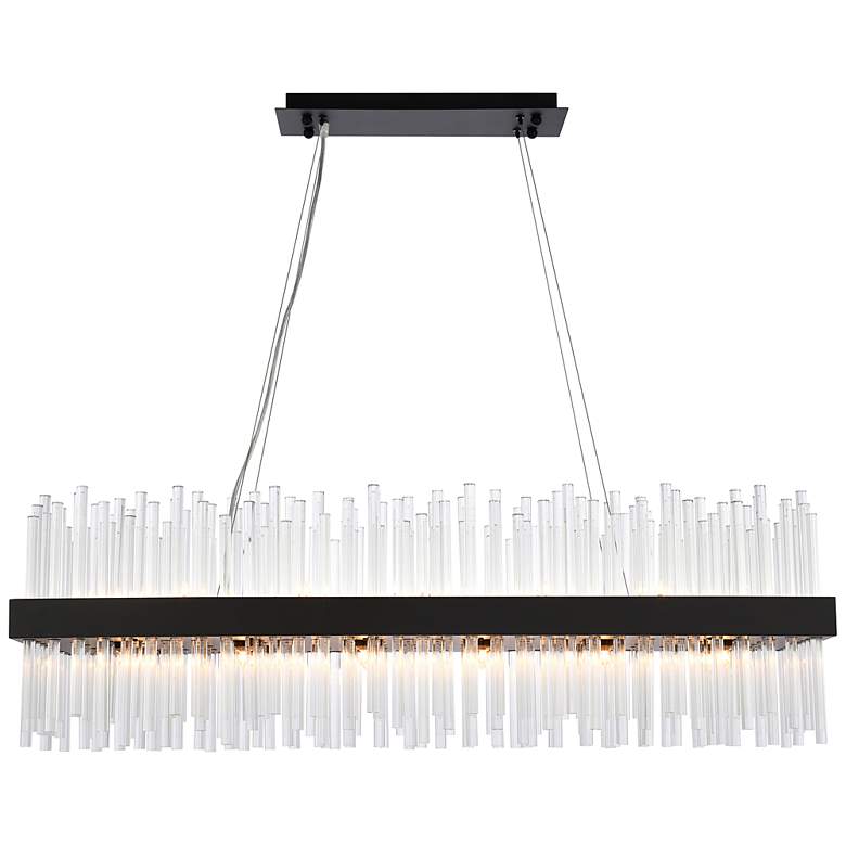 Image 2 Dallas 48" Wide Black Crystal Rectangular 24-Light Pendant
