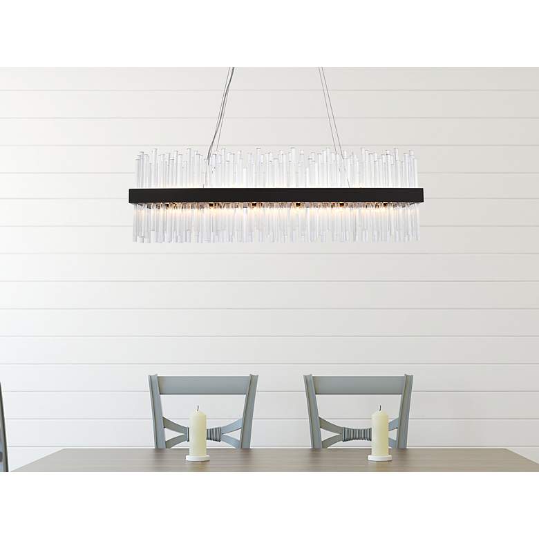 Image 3 Dallas 48" Wide Black Crystal Rectangular 24-Light Pendant more views