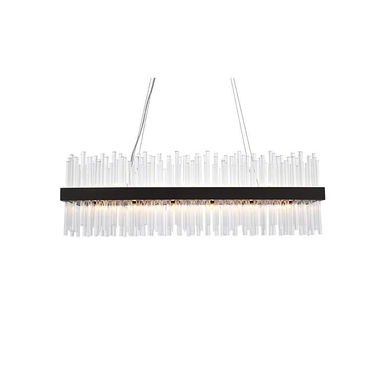 Image 4 Dallas 48" Wide Black Crystal Rectangular 24-Light Pendant more views