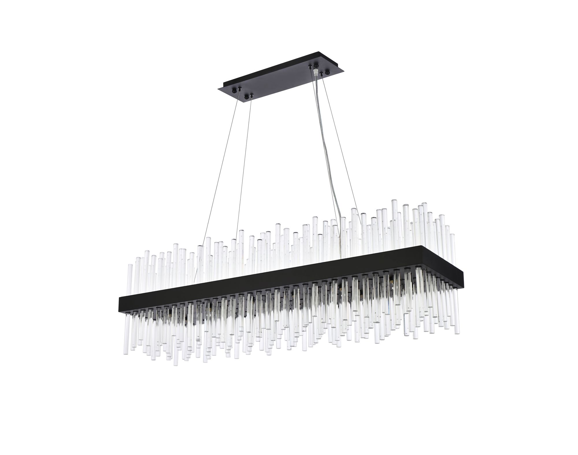 Dallas 48" Wide Black Crystal Rectangular 24-Light Pendant