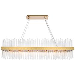 Dallas 48"W Satin Gold Crystal Rectangular 24-Light Pendant