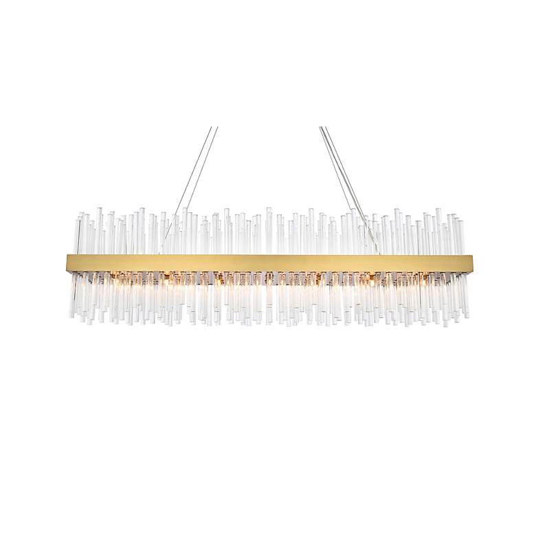 Image 4 Dallas 48"W Satin Gold Crystal Rectangular 24-Light Pendant more views