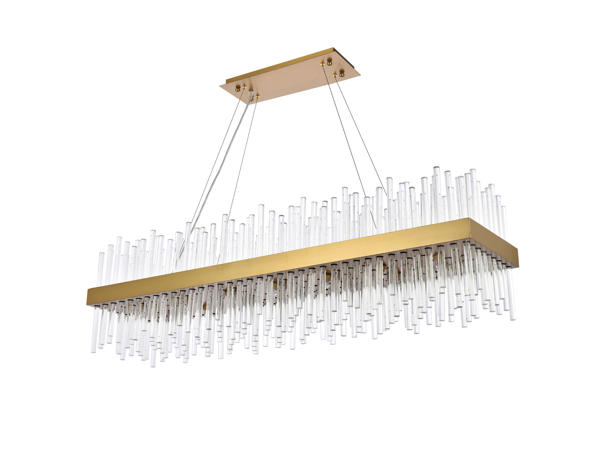 Dallas 48"W Satin Gold Crystal Rectangular 24-Light Pendant