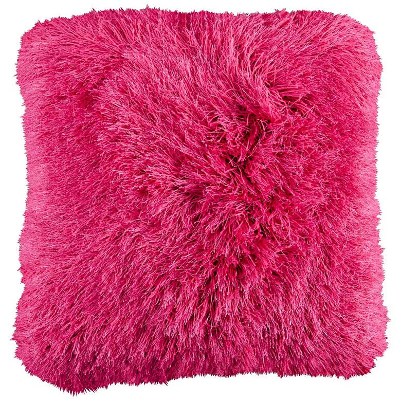 Image 1 Dallas Fuchsia Pink 20 inch Square Decorative Shag Pillow