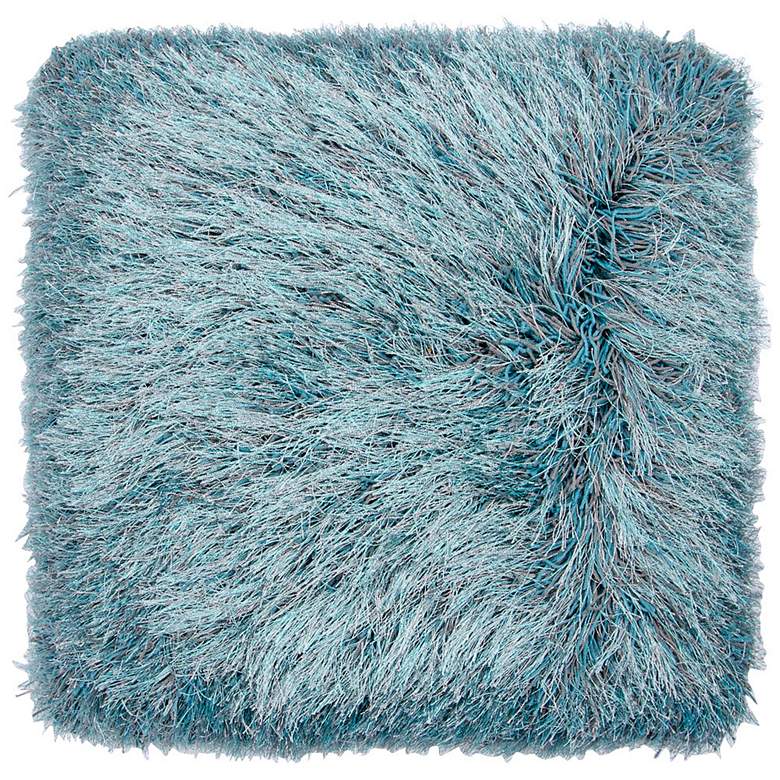 Image 1 Dallas Gray-Turquoise 20 inch Square Decorative Shag Pillow