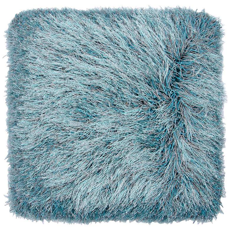 Image 1 Dallas Gray-Turquoise 20" Square Decorative Shag Pillow