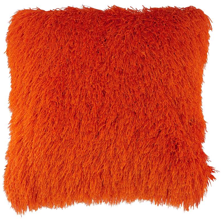 Image 1 Dallas Orange 20 inch Square Decorative Shag Pillow