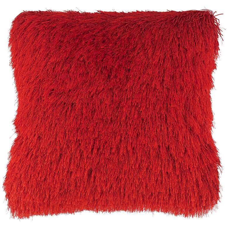 Image 1 Dallas Red 20 inch Square Decorative Shag Pillow