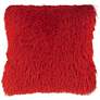 Dallas Red 20" Square Decorative Shag Pillow