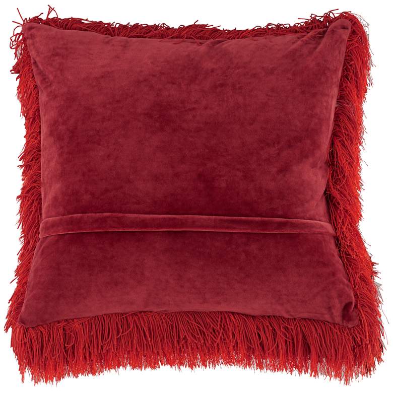 Image 2 Dallas Red 20 inch Square Decorative Shag Pillow more views