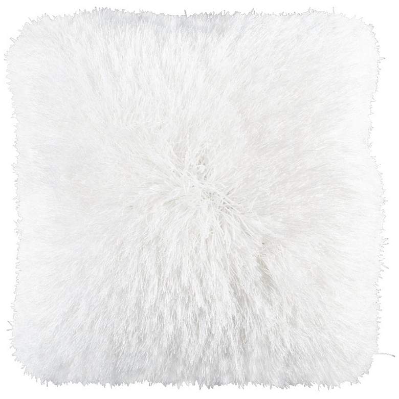 Image 1 Dallas White 20 inch Square Decorative Shag Pillow