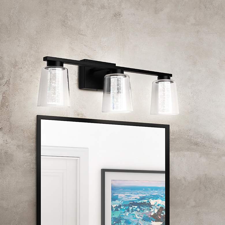Image 1 Dalton 24" Wide Black Bathroom Vanity With Clear Glass Shade