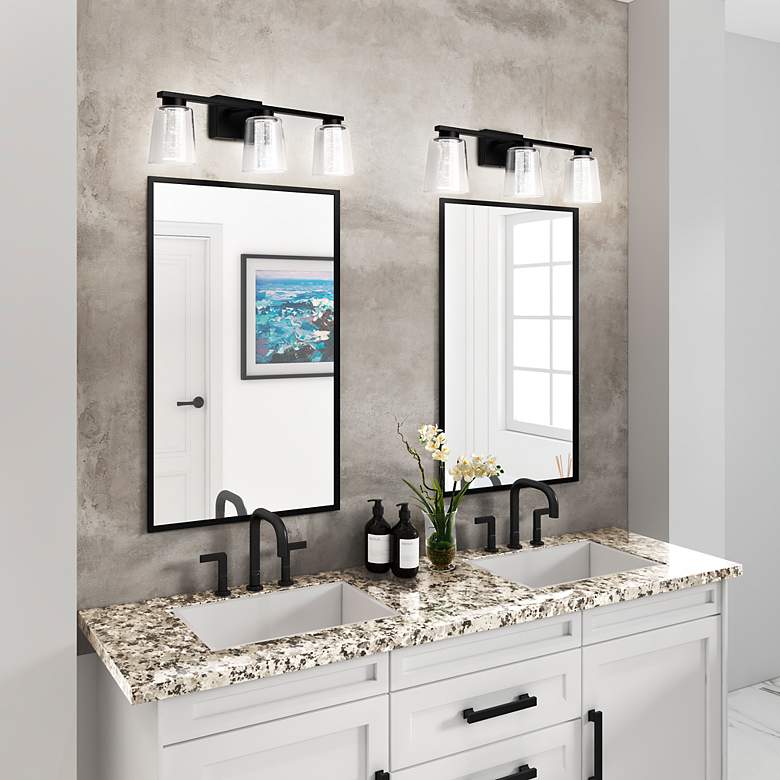 Image 6 Dalton 24" Wide Black Bathroom Vanity With Clear Glass Shade more views