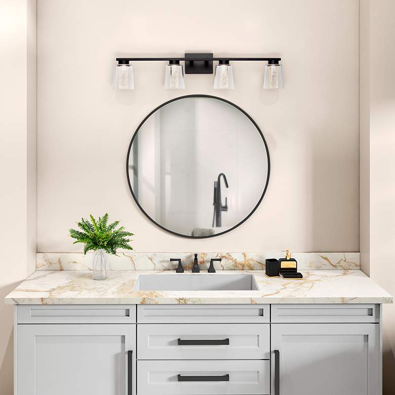 Image 6 Dalton 33.25" Wide Black Bathroom Vanity With Clear Crystal Shade more views
