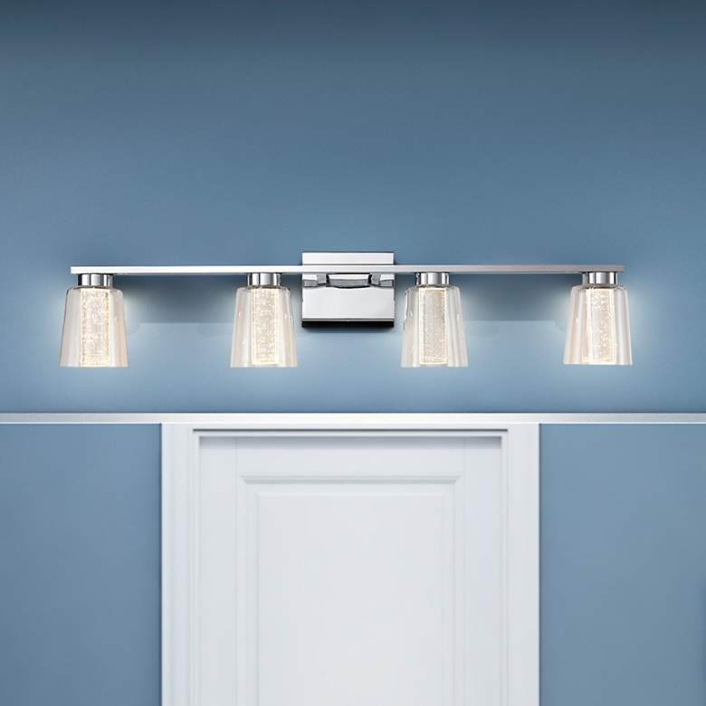 Image 1 Dalton 33.25" Wide Chrome Bathroom Vanity With Clear Crystal Shade