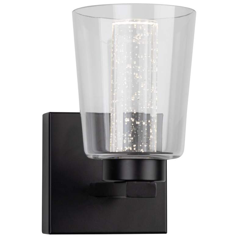 Image 1 Dalton 4.25" Wide Black Bathroom Sconce With Clear Crystal Shade