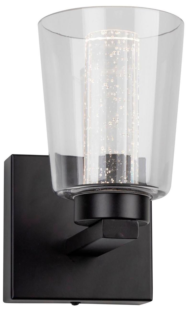 Image 2 Dalton 4.25" Wide Black Bathroom Sconce With Clear Crystal Shade more views