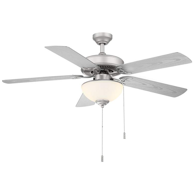 Image 1 Dalton 52" Indoor/Outdoor Painted Brushed Nickel Fan w/ Light, Wet Rat