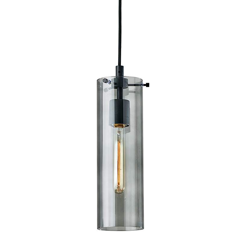 Image 2 Dalton 6" Wide Black Metal Glass Tube Mini Pendant