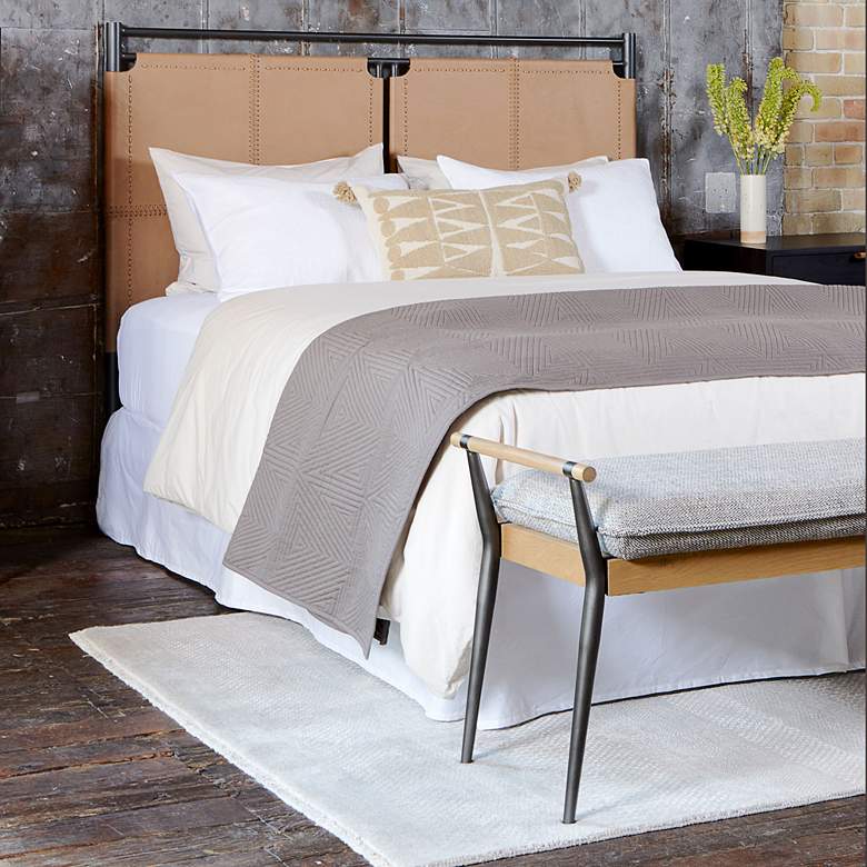 Image 1 Dalton Western Leather and Iron Queen Headboard